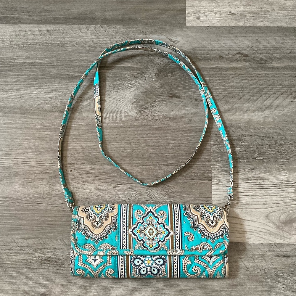 Vera Bradley Turquoise and Beige Crossbody Bag